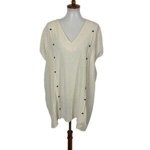 Izcalli Top One Size Off White Short Sleeve Oversized Minimalist Boho